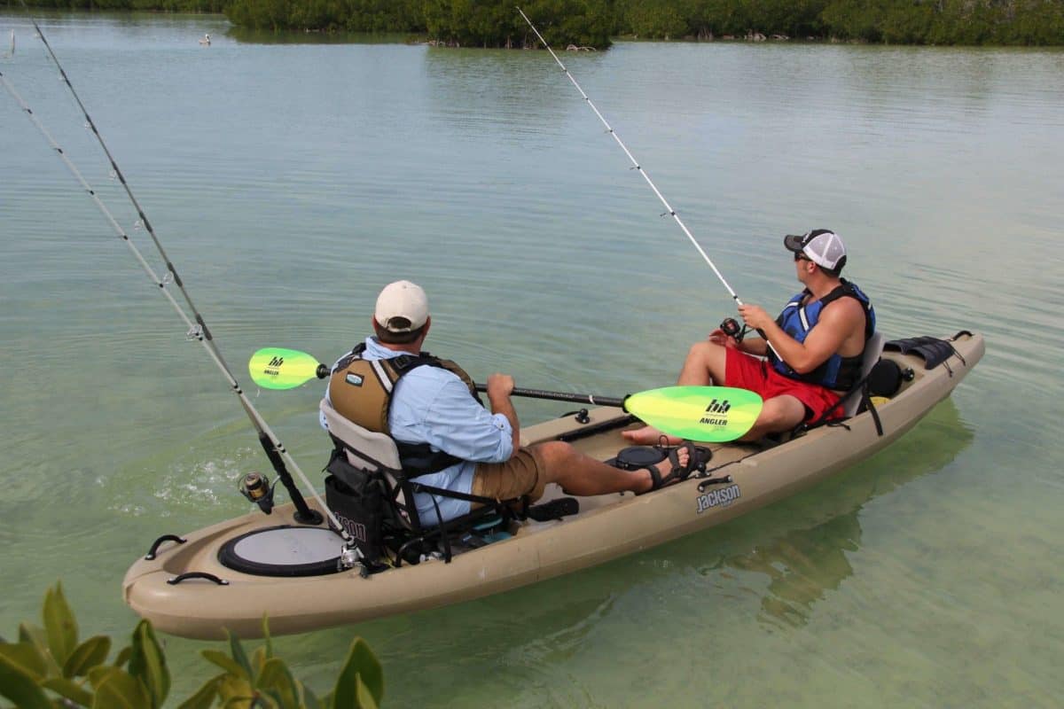 2-men-fishing-in-a-kayak with loads of storage