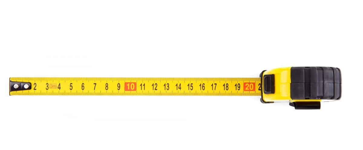 Kayak Length - tape measure extended on on white background