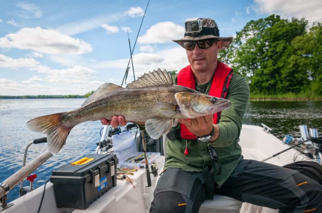 Man holding a zanter caught at his favourite fishing location near me