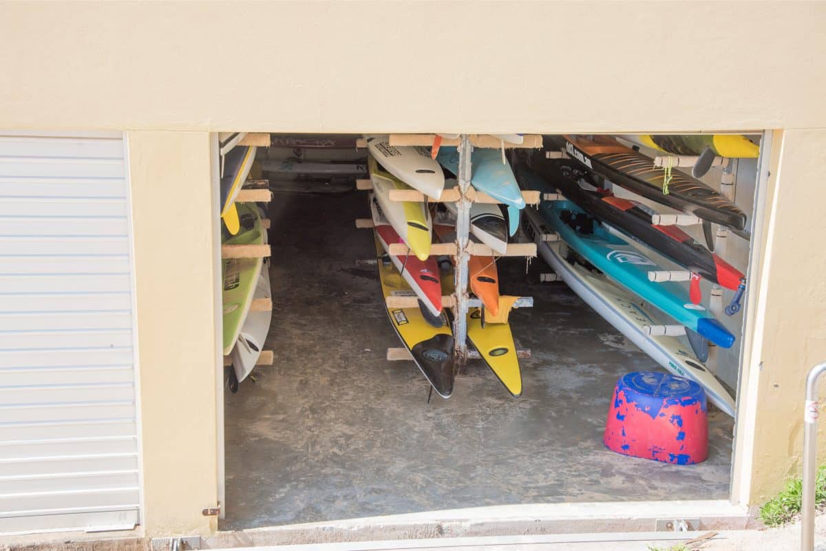 Kayak on Kayak Rack in Storage Unit