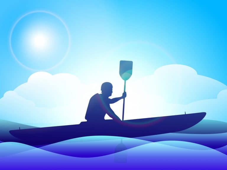 llustration of man doing kayaking in sea