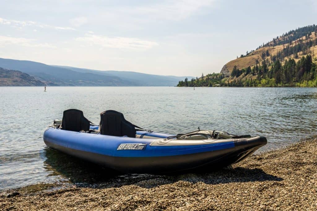 best Tandem inflatable kayak on shore